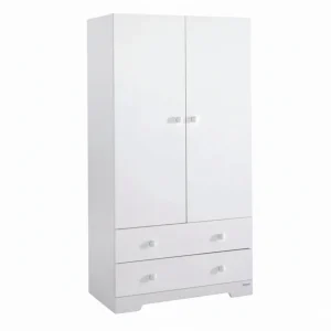 Armoire avec penderie, grande étagère et 2 tiroirs - Blanc • Ocean