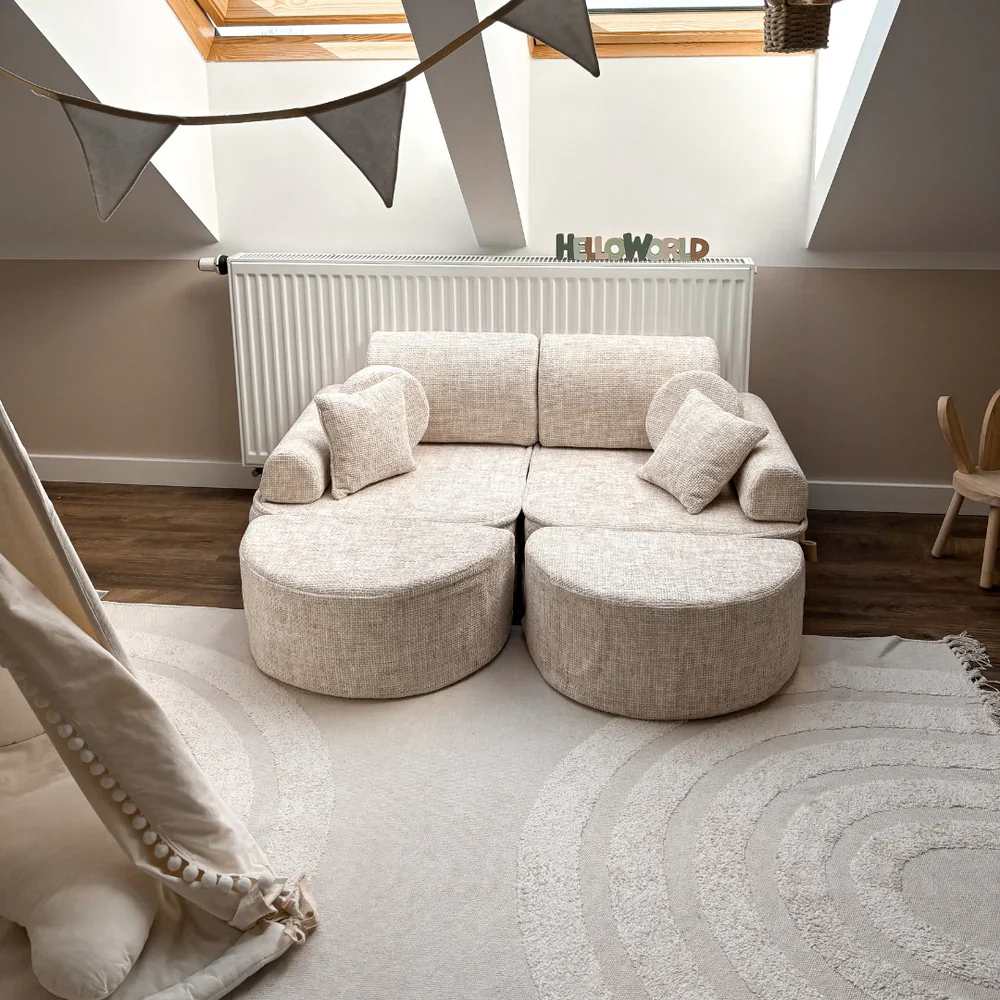 Canapé de jeu modulable 12 pièces en tweed Tangle • Loki – Image 2