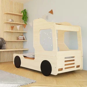 Lit simple en bois, forme de camion • Trucky