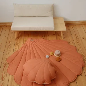 Tapis en lin, Papaye • Coquillage